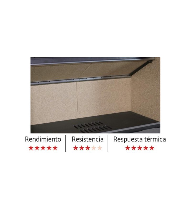 Interior revestido de placas de vermiculita.
