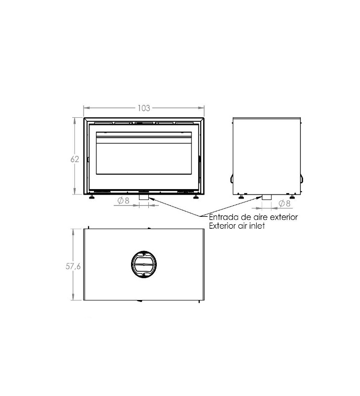 Plano de medidas Carbel RI-100 Doble Cara