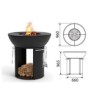 Plano de medidas Hergom Fire pit sobre base alta