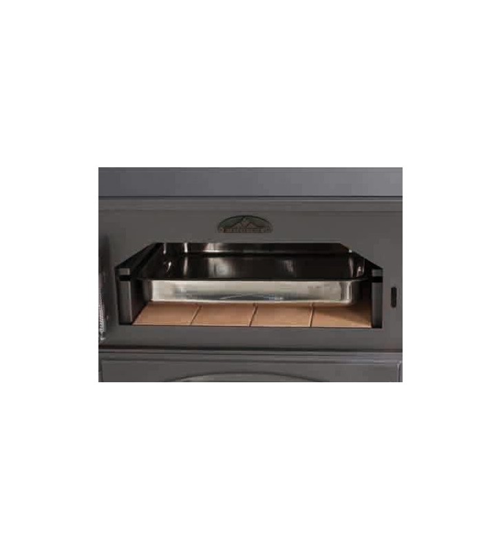 Oven met vuurvaste baksteen en roestvrijstalen bakplaat van 480x400x60mm.