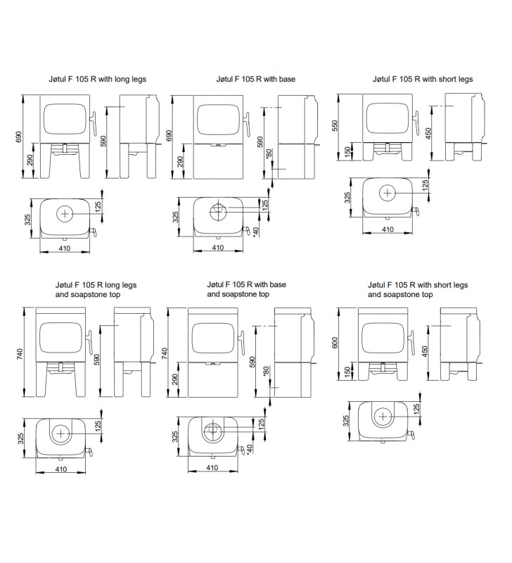 Jotul F105 SL measurement plan