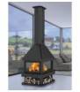 Chimenea central a cuatro caras en cristal vitrocerámico y dos puertas