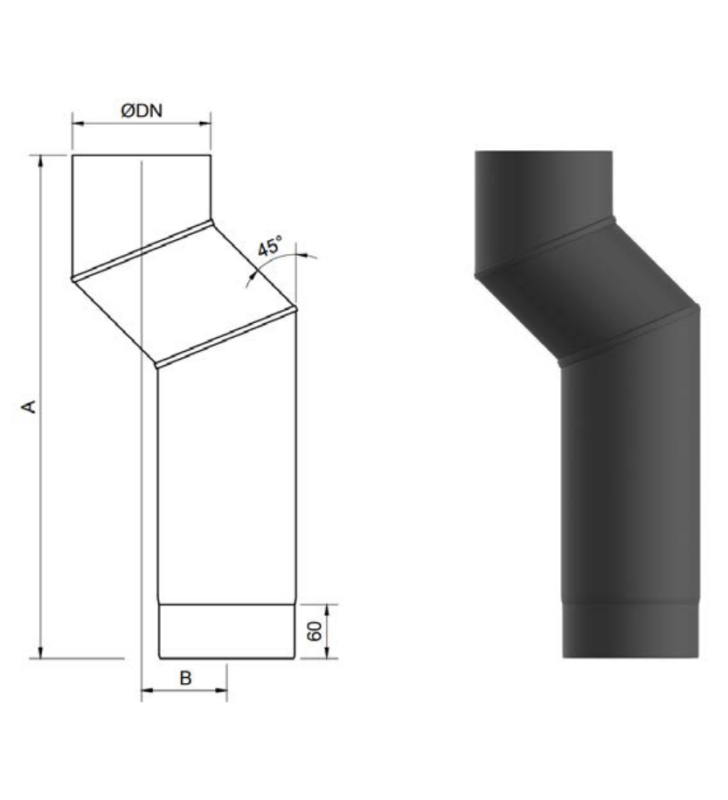 Gomito a 45º con deviazione Exoleña Premium