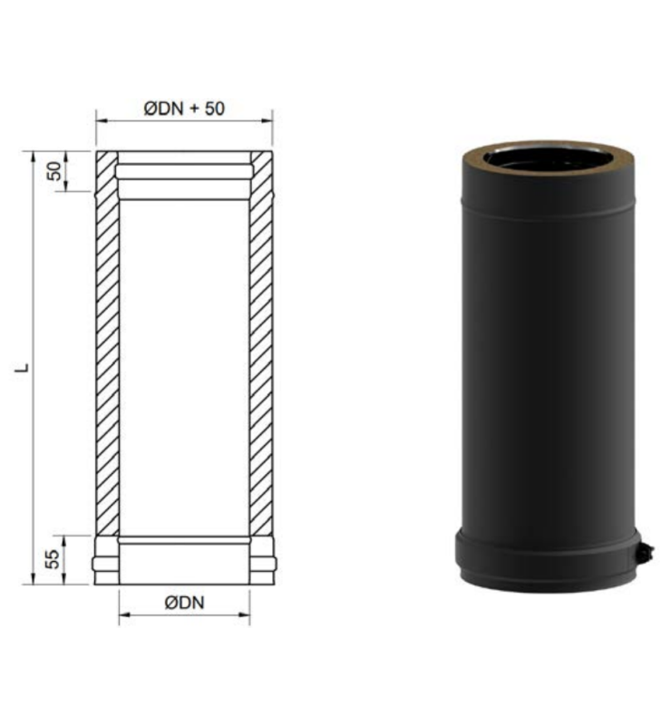 Module droit 500 mm Exoblack DW