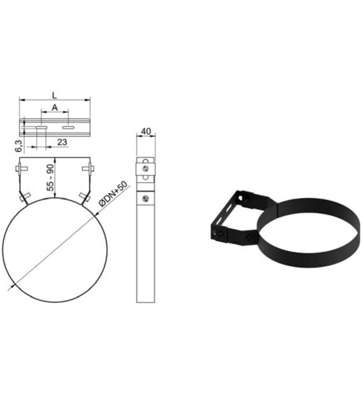 Staffa da parete avvitabile Exoblack DW