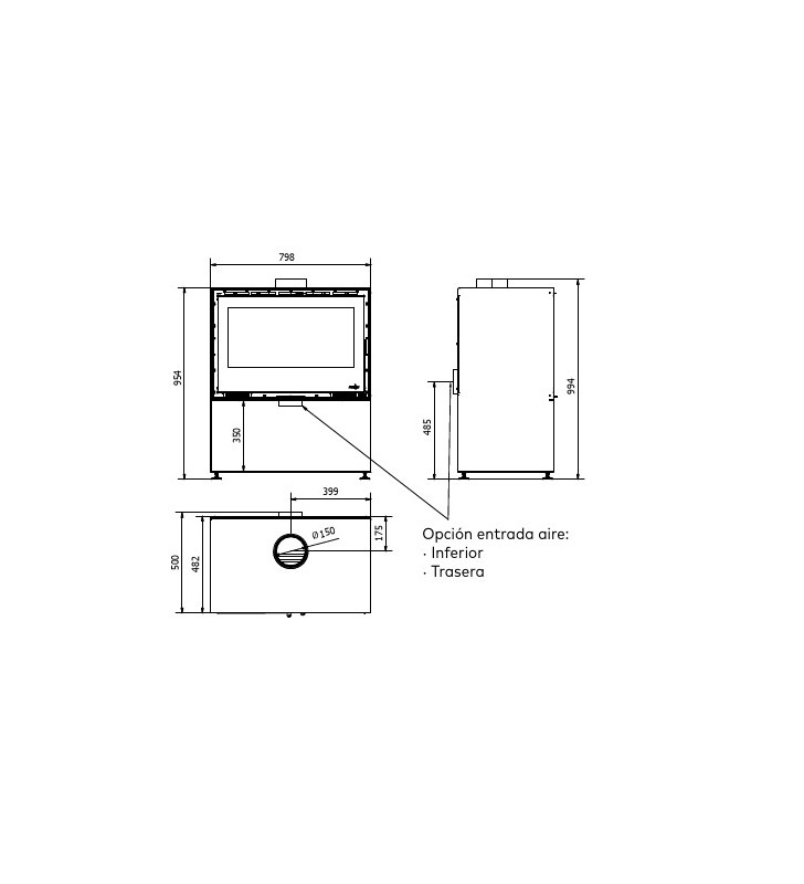 Ferlux Enya 80 Wood Burner Measurement Plan