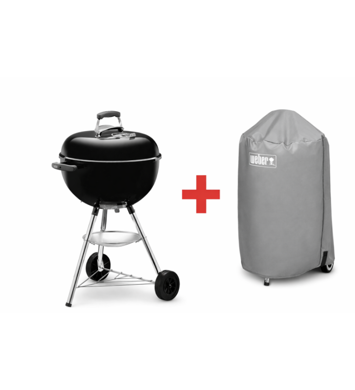 Churrasqueira a carvão Weber Bar-B-Kettle de 57 cm com capa protetora grátis.