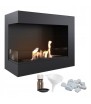 Chimenea Bioetanol de Pared DELTA 60 TÜV izquierda piedras decorativas set