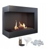DELTA 600 TÜV wandhaard op bio-ethanol, linkerkant, decoratieve stenen set