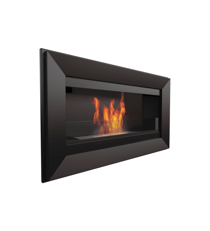 CHARLIE TÜV Black Wall-Mounted Bioethanol Fireplace with Glazing