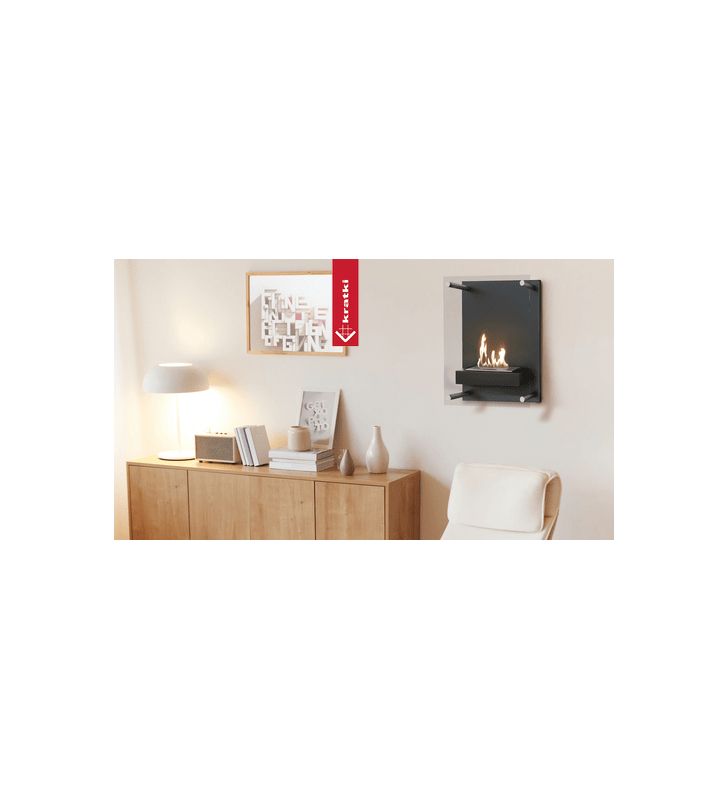 Chimenea Bioetanol de Pared GLASS con acristalamiento TÜV kit