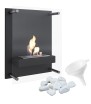 Chimenea Bioetanol de Pared GLASS con acristalamiento TÜV kit