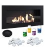 DELTA 900x400 Zwarte Platte Glazen Openhaard met Lange Brander - CADEAUS