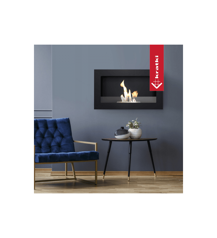 Chimenea Bioetanol de Pared GOLF 2 negro con acristalamiento kit