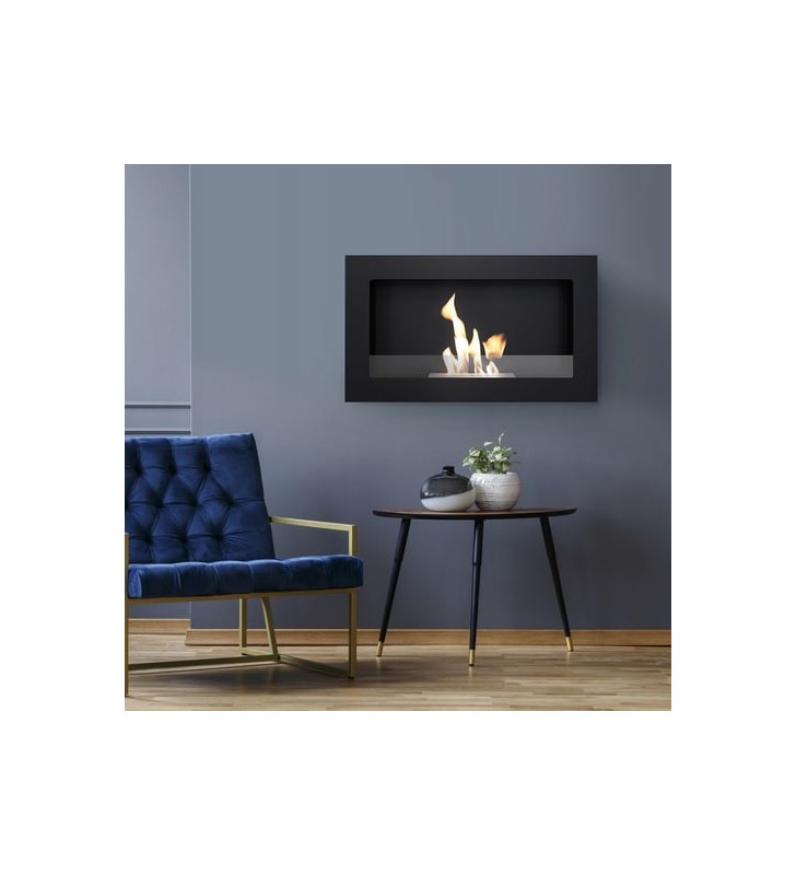 Chimenea Bioetanol de Pared GOLF2 TÜV negro con acristalamiento