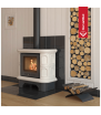 Poêle KRATKI WK440 Ø 130 5,5 kW en acier émaillé crème