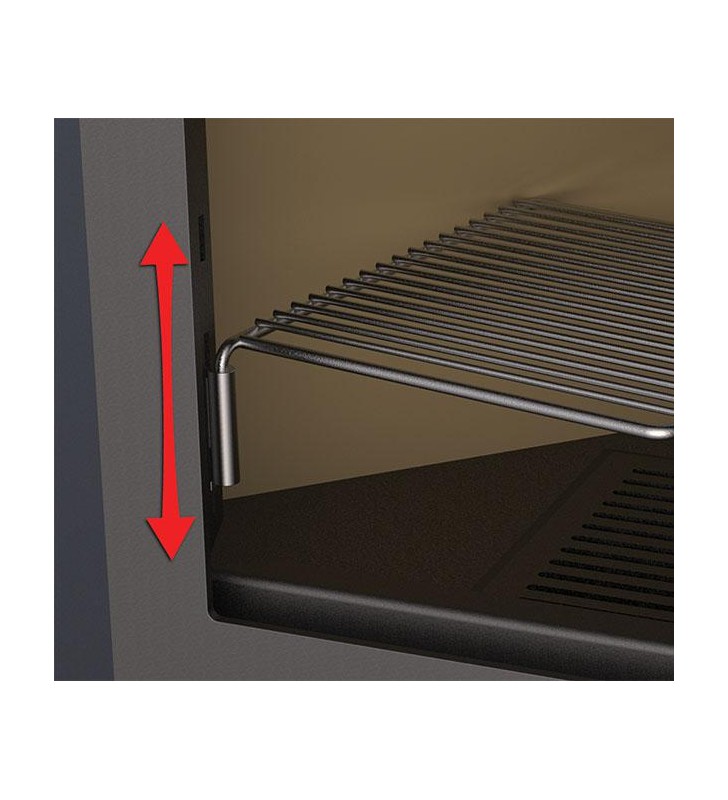 Incluye parrilla de asados desmontable de 300x300 mm y regulable en varias alturas.