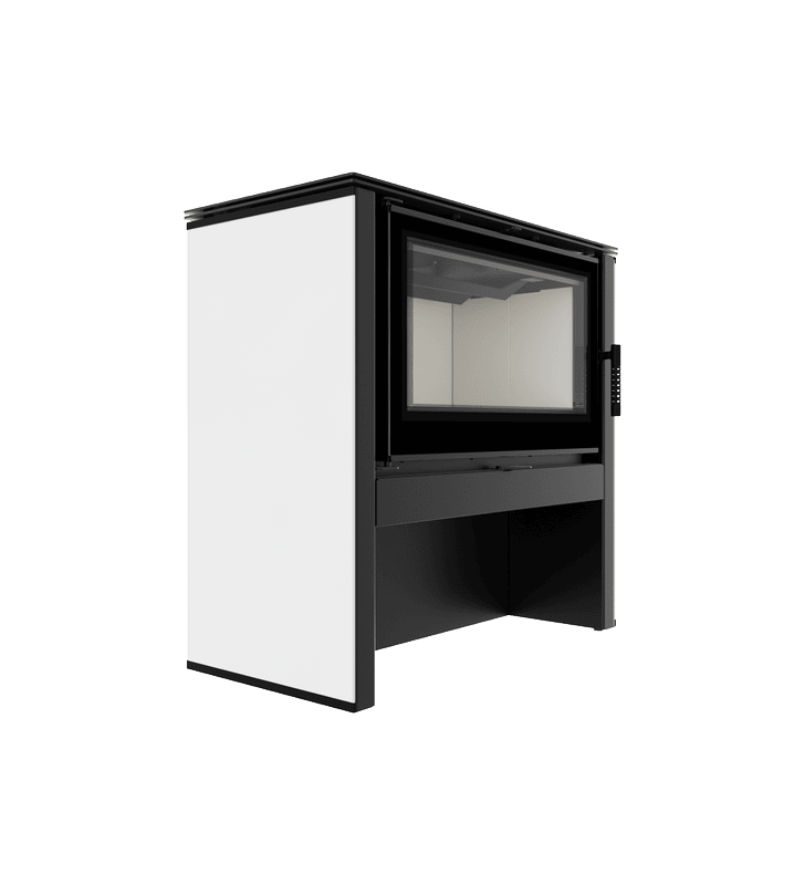 Estufa de leña de acero KRATKI JUNO 12 kW Ø 160 panel blanco