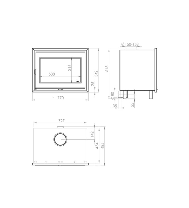 Plano de medidas Denia Stoves DF-80