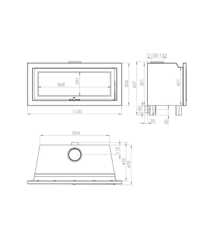 Plano de medidas Denia Stoves DF-100