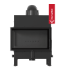 Lareira a lenha KRATKI FLOKI S em aço, lado esquerdo, 8 kW, Ø 160 mm, Thermotec preto