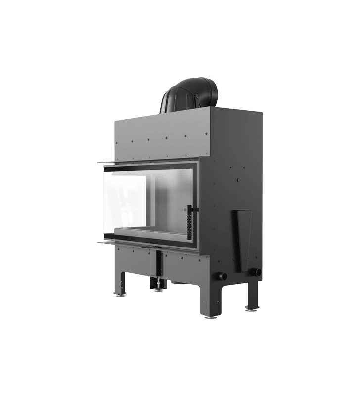 Chimenea de leña de acero KRATKI FLOKI L izquierda 12 kW Ø 200 thermotec negro