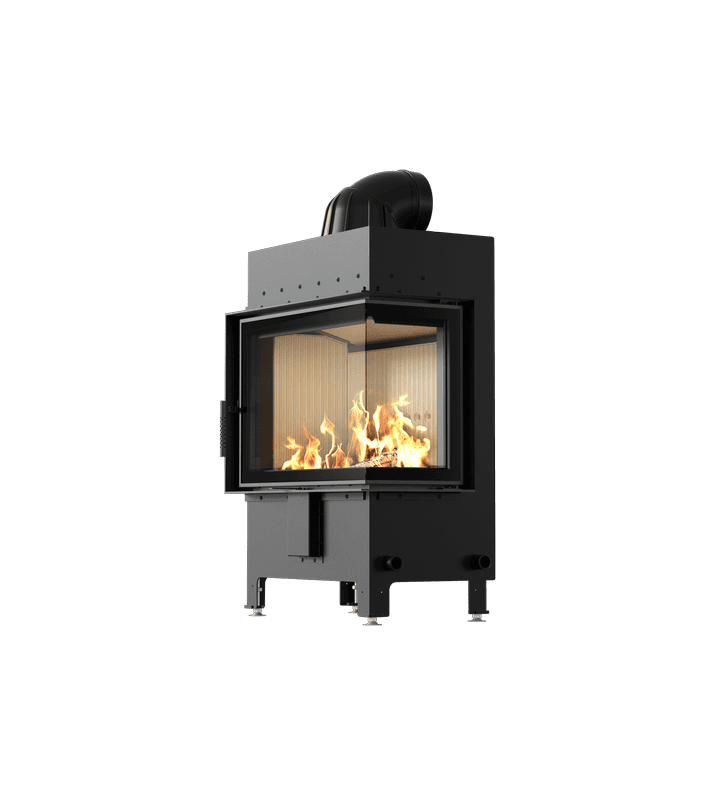 Caminetto a legna in acciaio KRATKI LUCY, lato destro, 12 kW, Ø 200