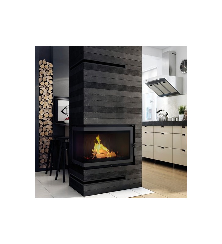 Chimenea de leña de hierro fundido KRATKI OLIWIA izquierda 16 kW Ø 200