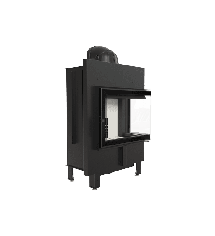 Lareira a lenha em aço KRATKI LUCY SLIM, lado direito, 8 kW, Ø 160