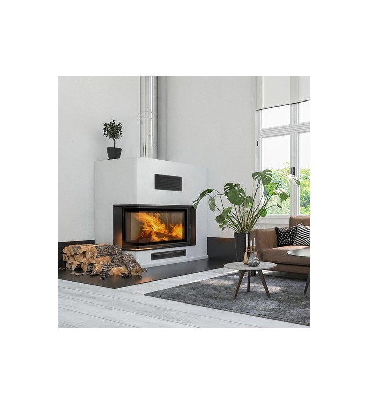 Τζάκι ξύλου KRATKI MBM από χάλυβα, αριστερή πλευρά, 10 kW, Ø 200