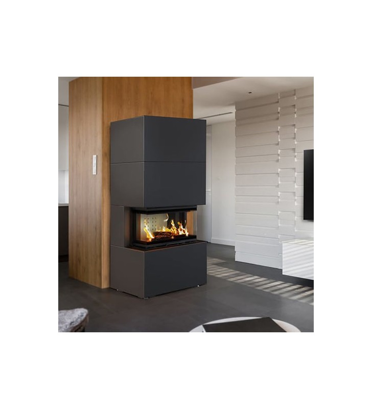 Caminetto modulare NBC/EASY BOX 7 kW Ø 160 con rivestimento nero