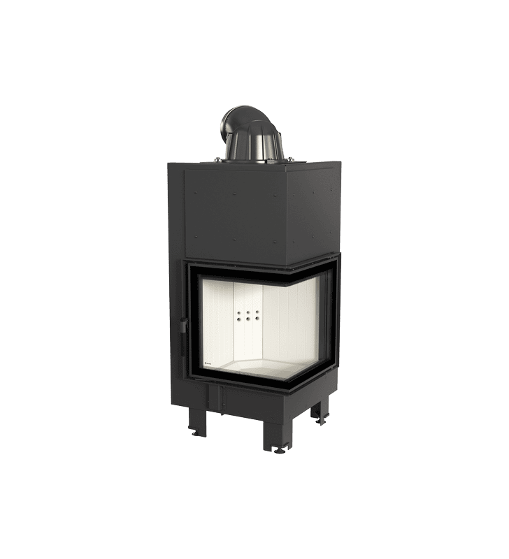 Lareira a lenha em aço KRATKI MBN, lado direito, 8 kW, Ø 200