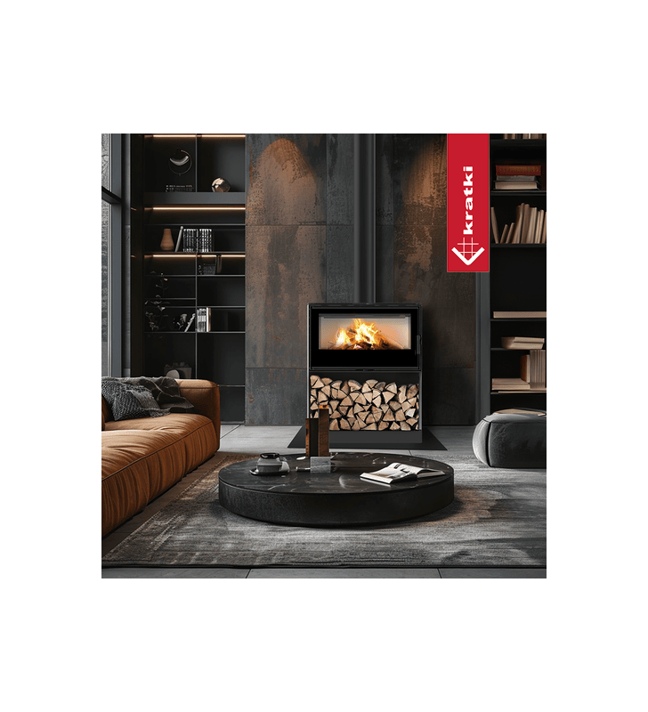 Estufa de leña de acero KRATKI KARI 95 Ø 180 14 kW espacio de madera