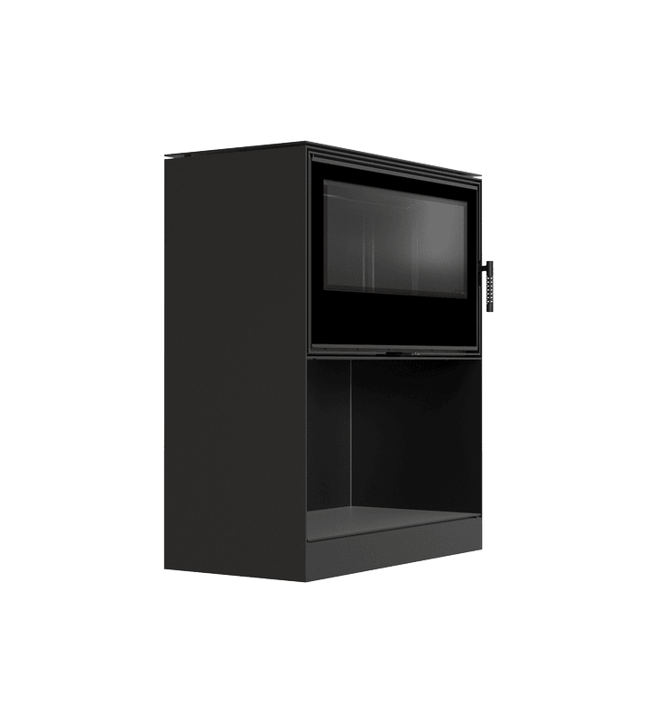 Estufa de leña de acero KRATKI KARI 95 Ø 180 14 kW espacio de madera revestimiento thermotec negro