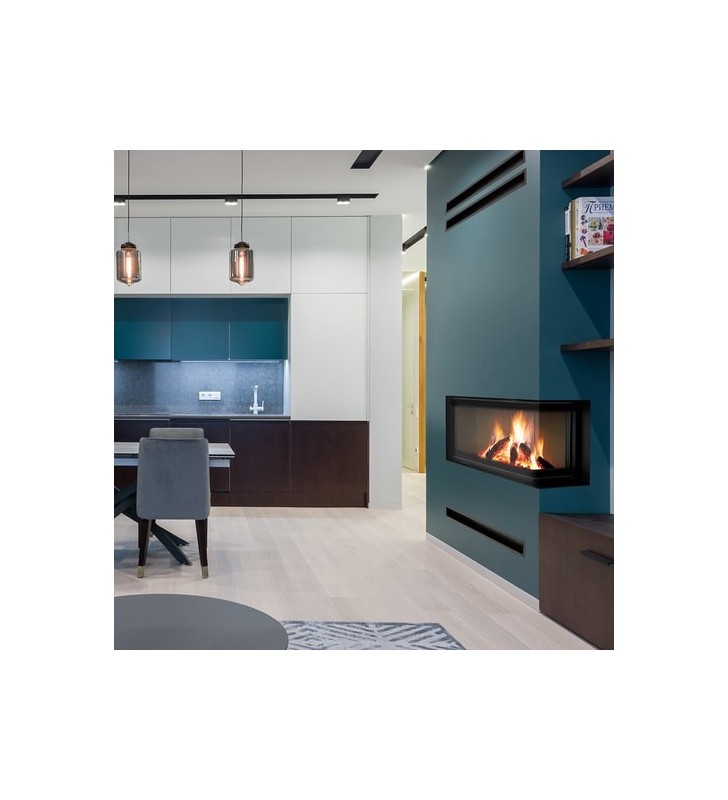Chimenea de leña de acero KRATKI NADIA derecha 14 kW Ø 200 puerta elevable