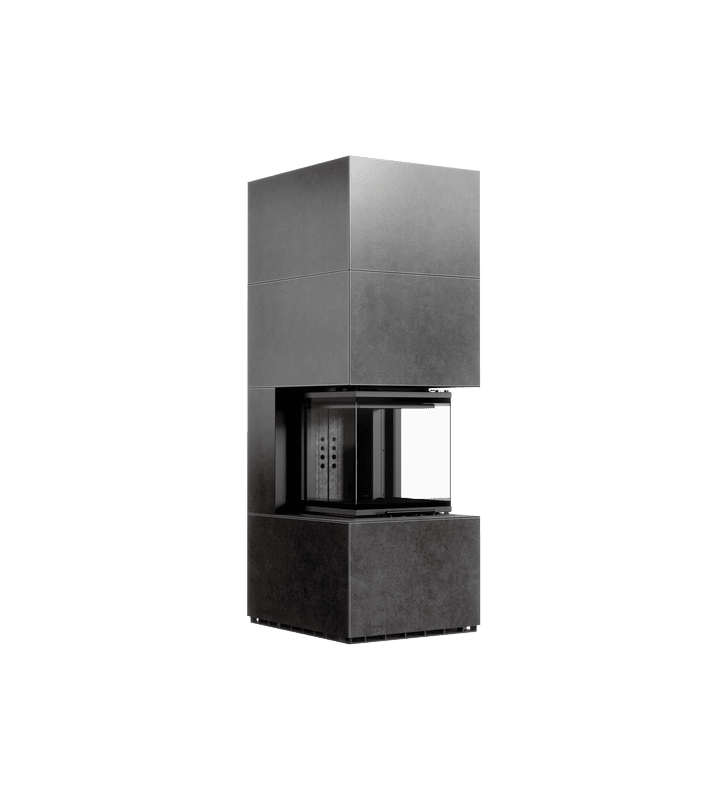 Chimenea modular KRATKI NBC 500/500 Alta 8 kW Ø 200 puerta elevable Sinter de cuarzo FOKOS GRAFITE thermotec negro