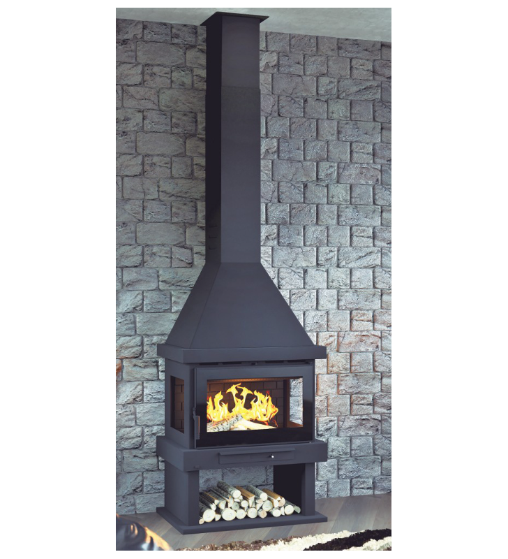 C-303 TFK Chimenea Metálica Tres Caras con leñero FM