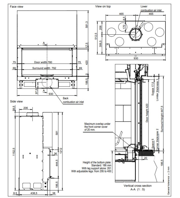 Plano de medidas Jotul Atraflam 16/9 800 Plus