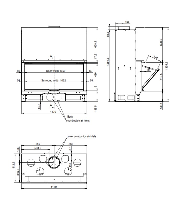 Plano de medidas Jotul Atraflam 16/9 1000 PLUS