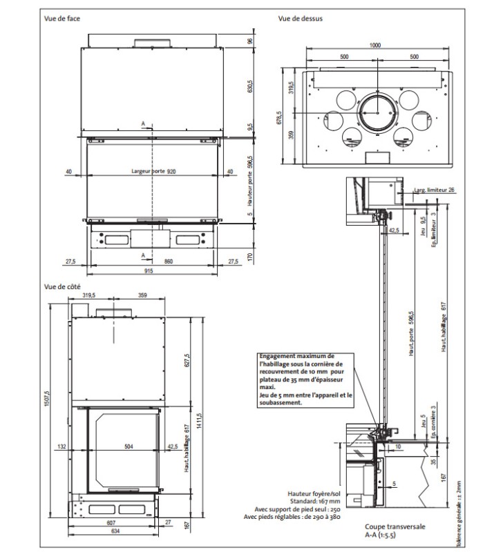 Plano de medidas Jotul Atraflam 900 3 cristales