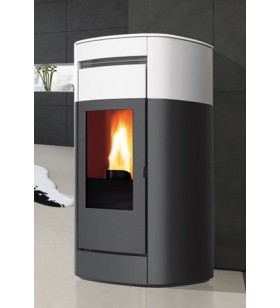 Vyda H 23 Evo termoestufa de pellet Edilkamin cerámica blanco mate