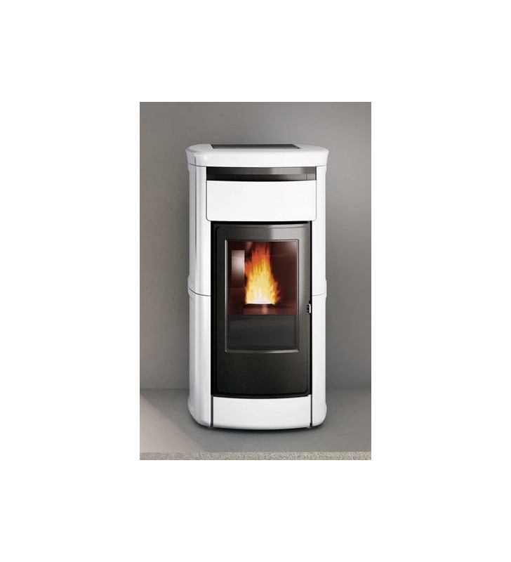 Kira H 19 Evo termoestufa de pellet Edilkamin cerámica blanco panna