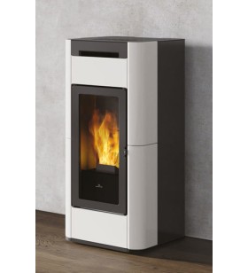 Tera H 30 Evo termoestufa de pellet Edilkamin cerámica blanco crema