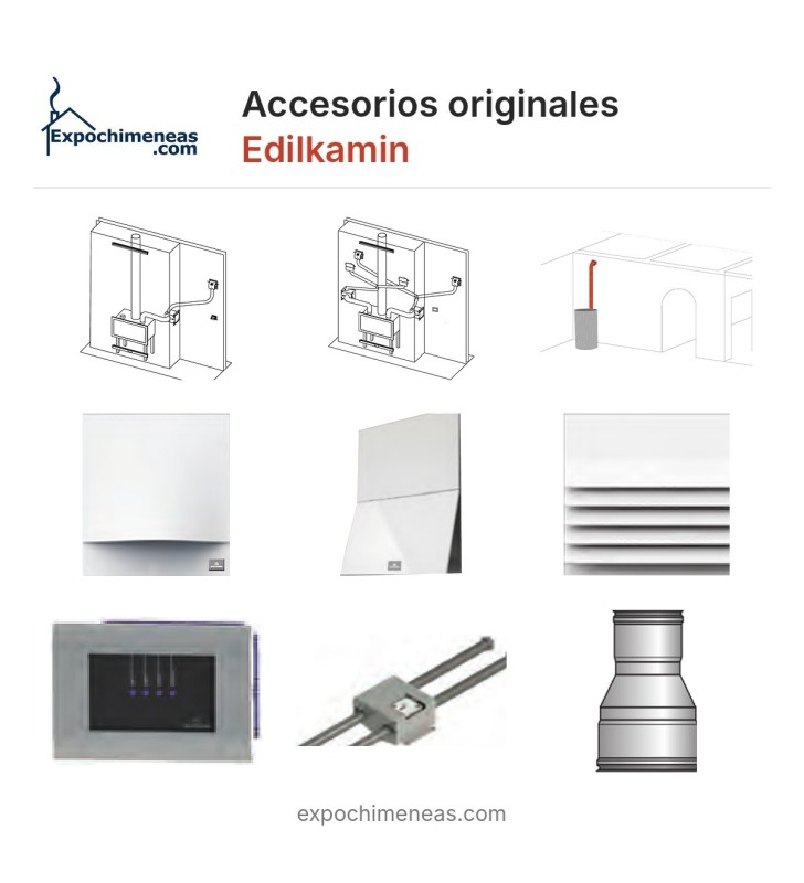 Rear flue outlet kit Ø 8 cm male Edilkamin