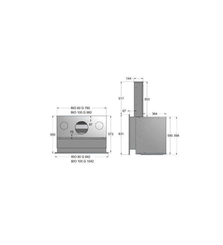 Plano de medidas Tecnicalor BIO ECO 80 Guillotina
