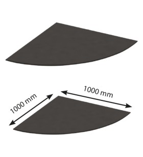 Decorative corner floor tile, black, 1000x1000x15 mm, Bronpi