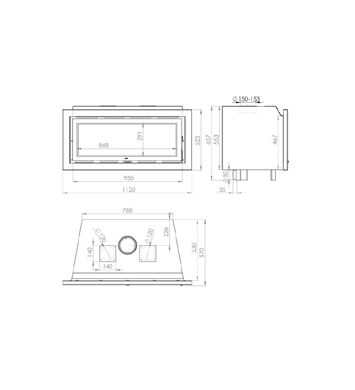 Plan de mesure des poêles Denia DC-100