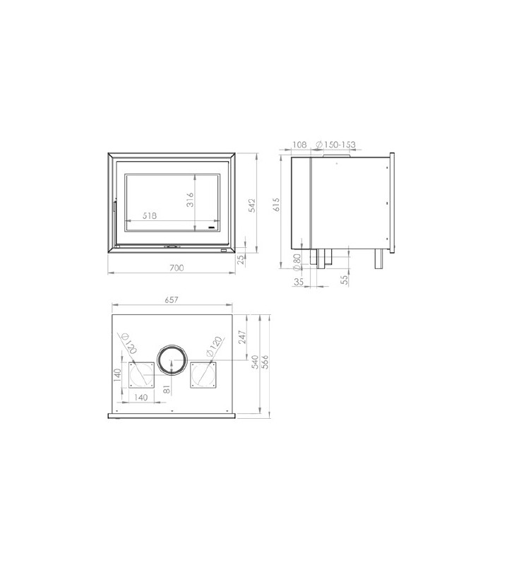 Denia Stoves DC-70 Messplan