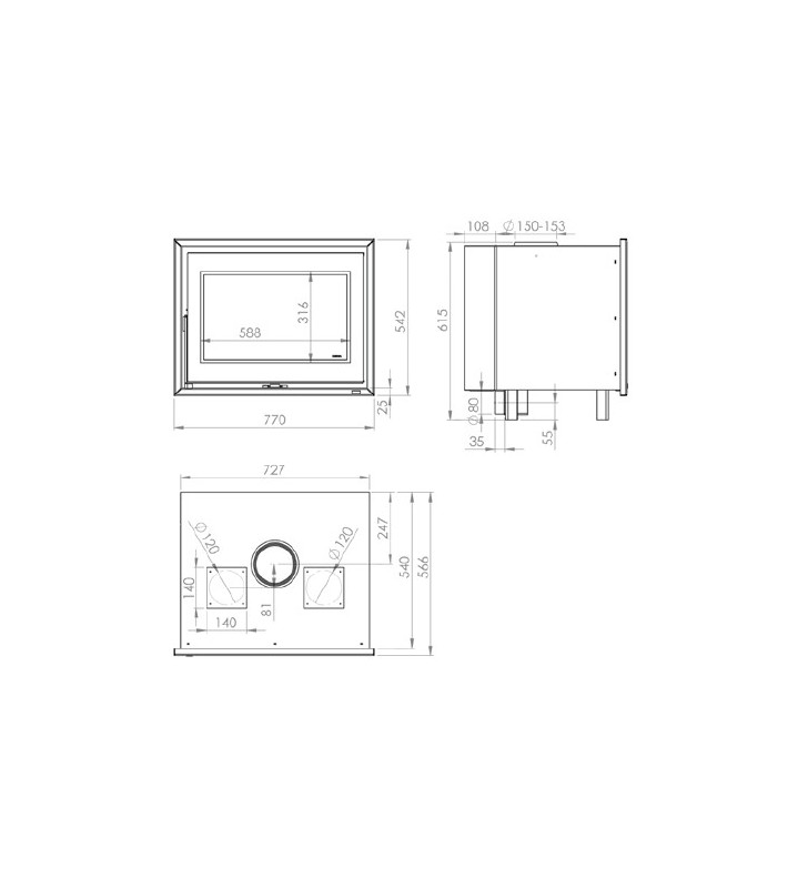 Plano de medidas Denia Stoves DC-80