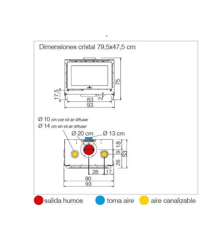 Plan de mesure Edilkamin Screen Evo 80/2